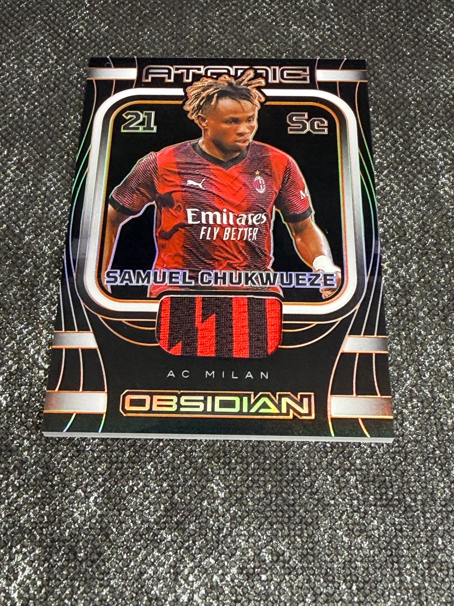 2023-24 Panini Obsidian Soccer Atomic Material 88/99 - Samuel Chukwueze