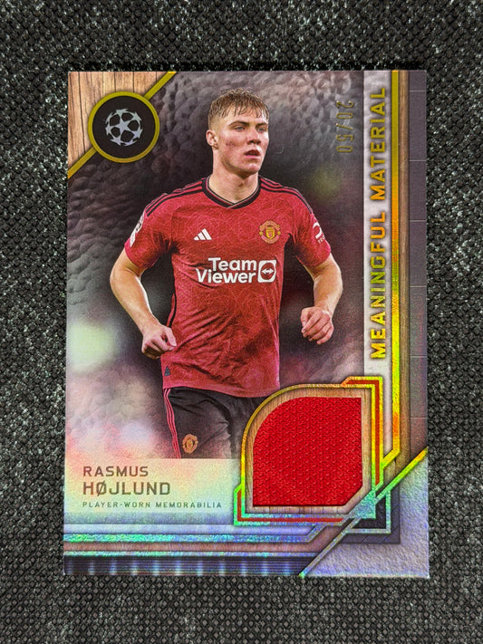 2024-25 Topps Museum Collection UEFA Club Competitions Meaningful Materials Relic Card 20/50 - Rasmus Hojlund