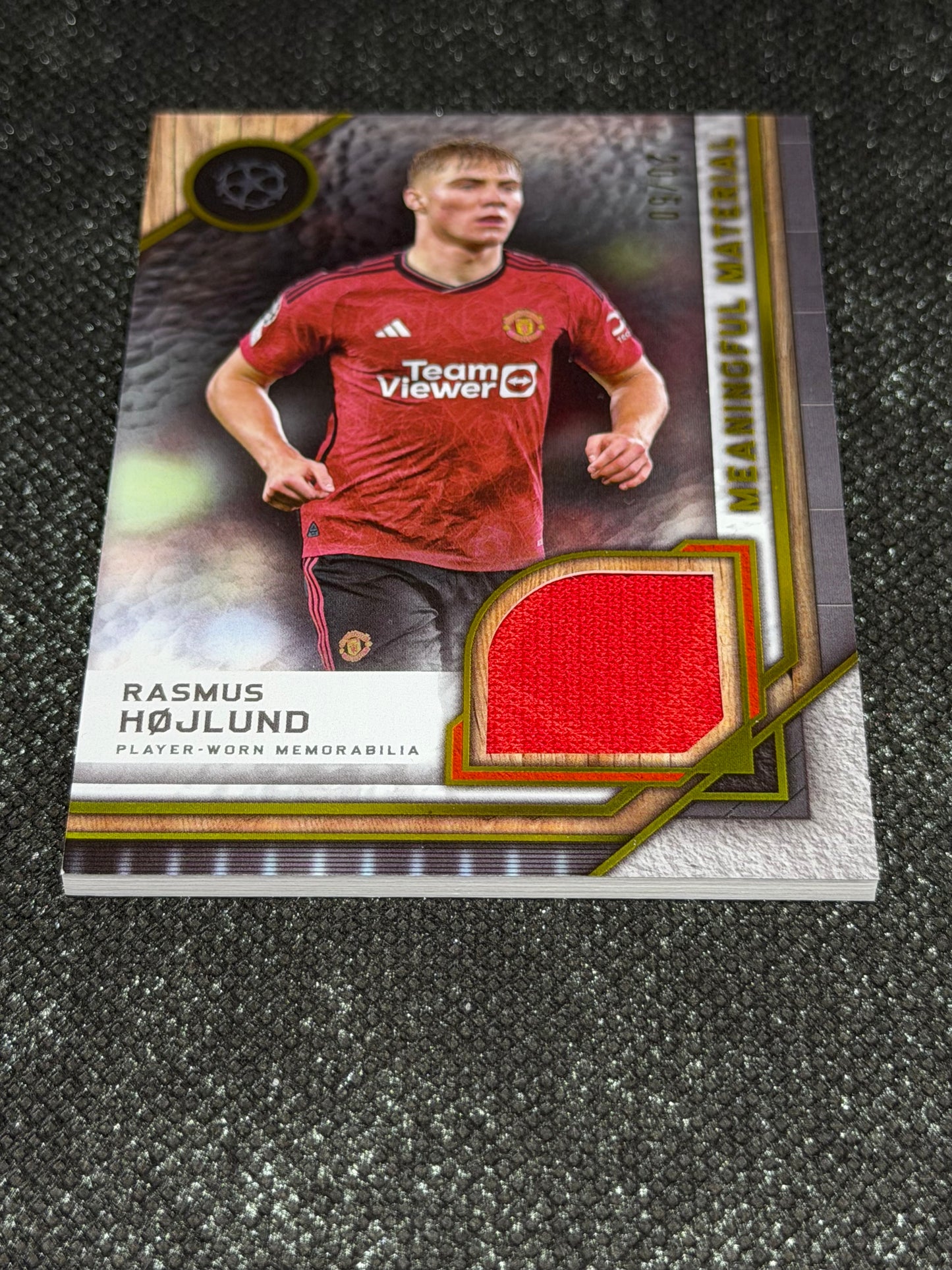 2024-25 Topps Museum Collection UEFA Club Competitions Meaningful Materials Relic Card 20/50 - Rasmus Hojlund