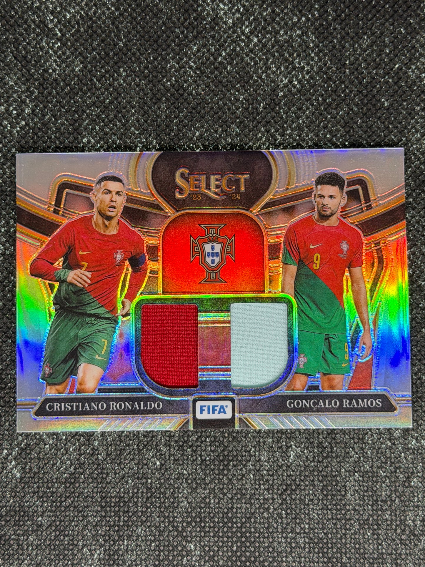 2023-24 Panini Select FIFA Soccer Dual Swatches Silver Prizm - Cristiano Ronaldo & Goncalo Ramos