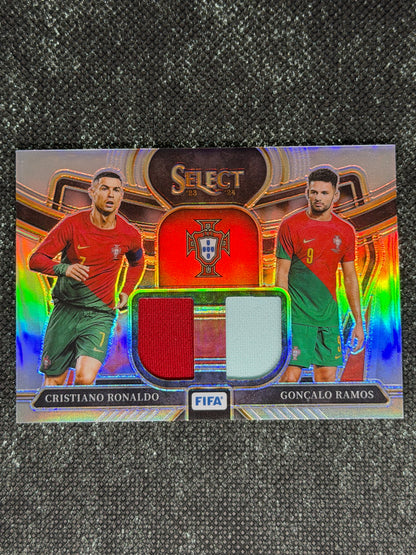 2023-24 Panini Select FIFA Soccer Dual Swatches Silver Prizm - Cristiano Ronaldo & Goncalo Ramos