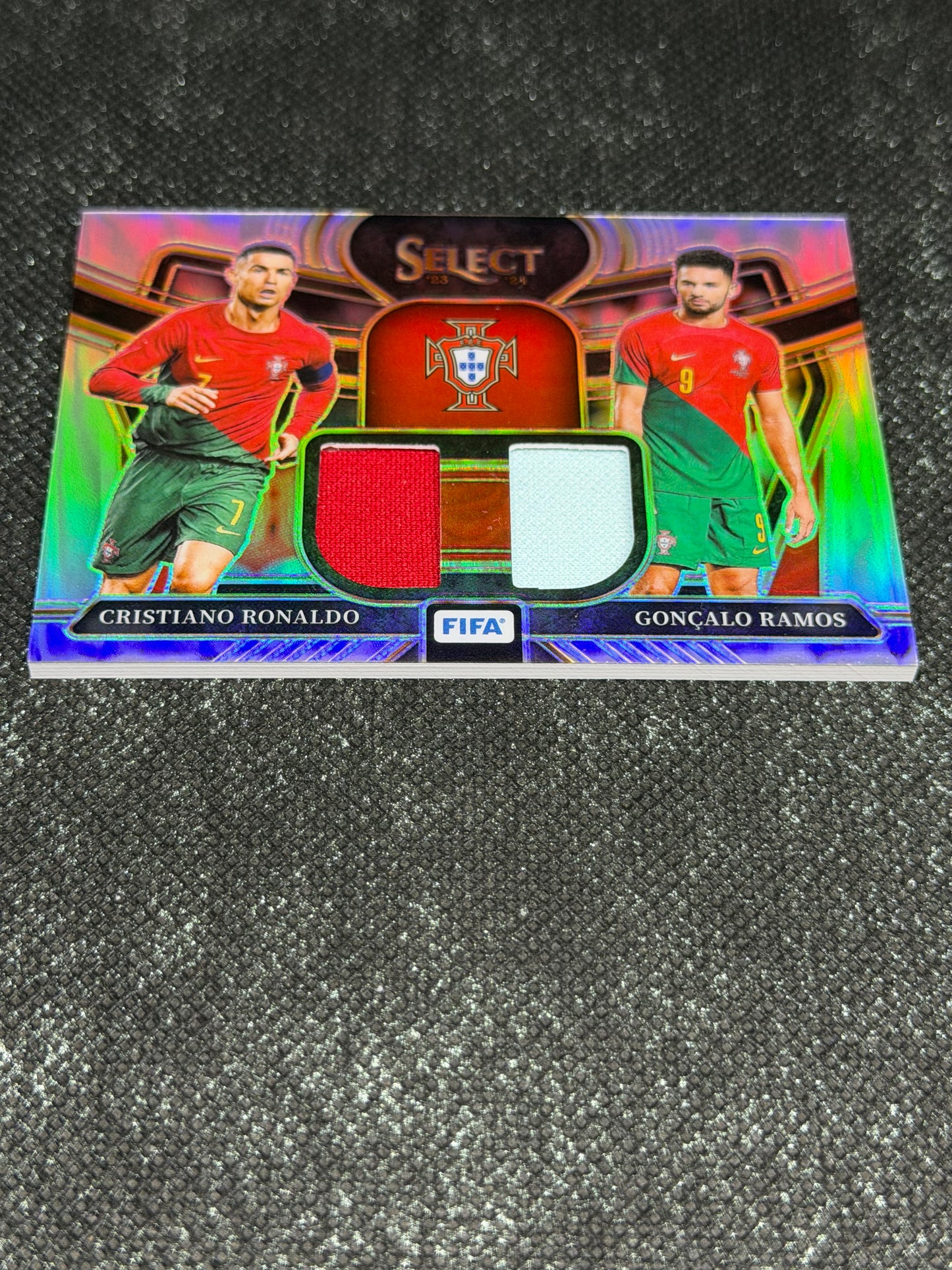 2023-24 Panini Select FIFA Soccer Dual Swatches Silver Prizm - Cristiano Ronaldo & Goncalo Ramos