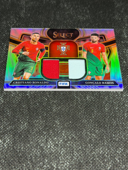 2023-24 Panini Select FIFA Soccer Dual Swatches Silver Prizm - Cristiano Ronaldo & Goncalo Ramos