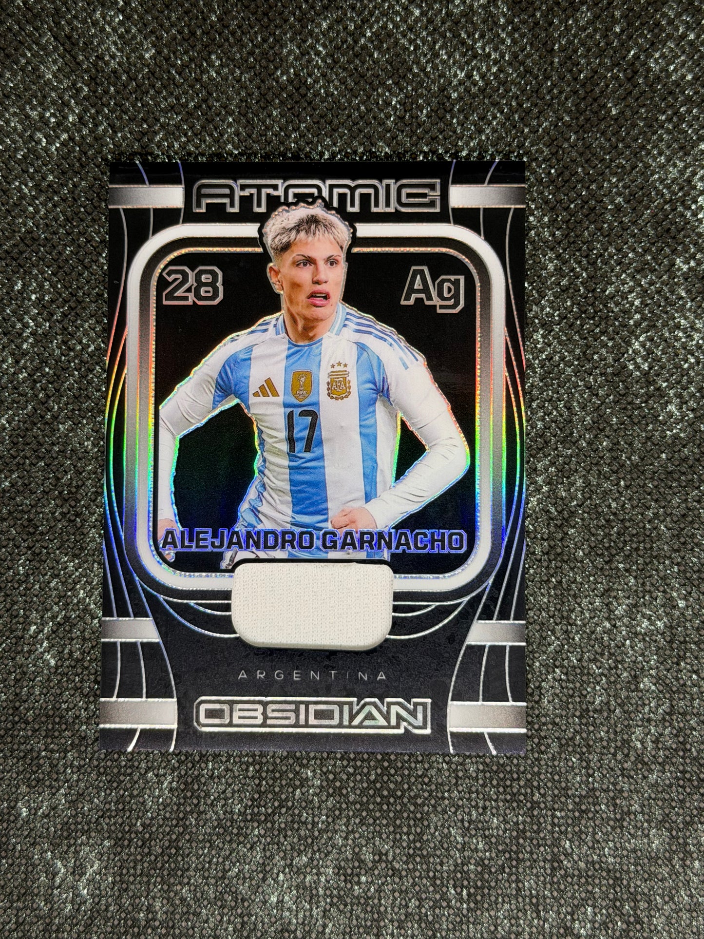 2023-24 Panini Obsidian Soccer Atomic Materials 49/99 - Alejandro Garnacho