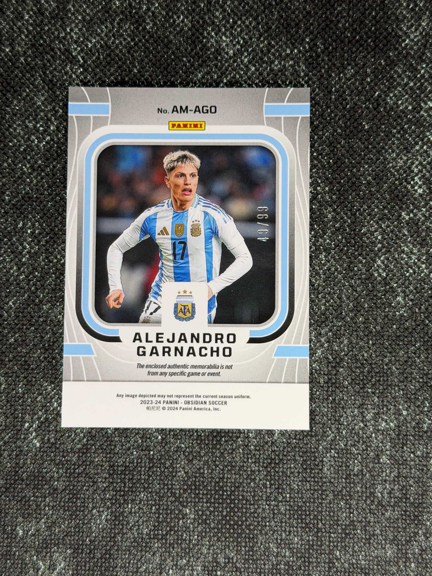 2023-24 Panini Obsidian Soccer Atomic Materials 49/99 - Alejandro Garnacho