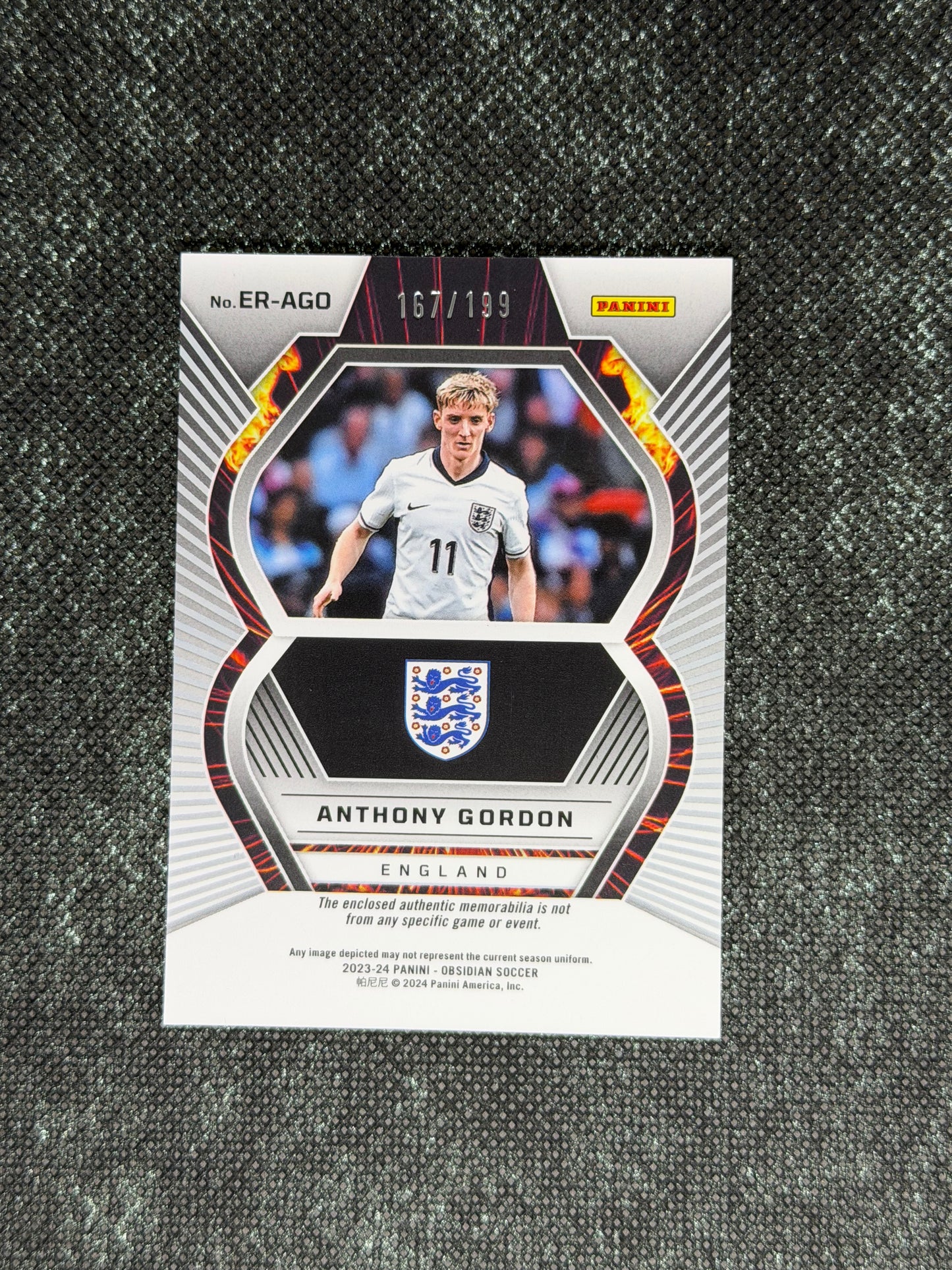 2023-24 Panini Obsidian Soccer Eruption Material 167/199 - Anthony Gordon