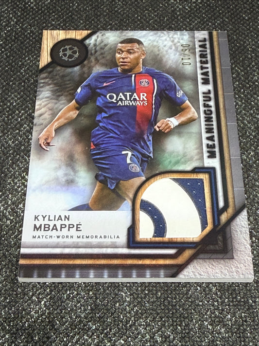 2023-24 Topps Museum Collection UEFA Champion League Meaningful Material Single Relic Card 06/10 - Kylian Mbappe