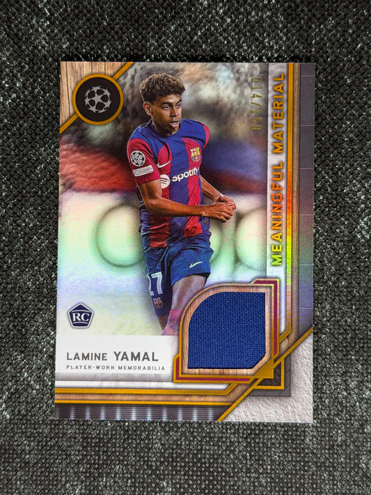 2023-24 Topps Museum Collection UEFA Champions League Meaningful Materials Single Relic Card RC 014/150 - Lamine Yamal