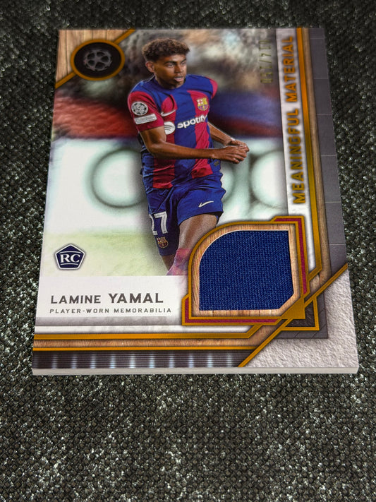 2023-24 Topps Museum Collection UEFA Champions League Meaningful Materials Single Relic Card RC 014/150 - Lamine Yamal
