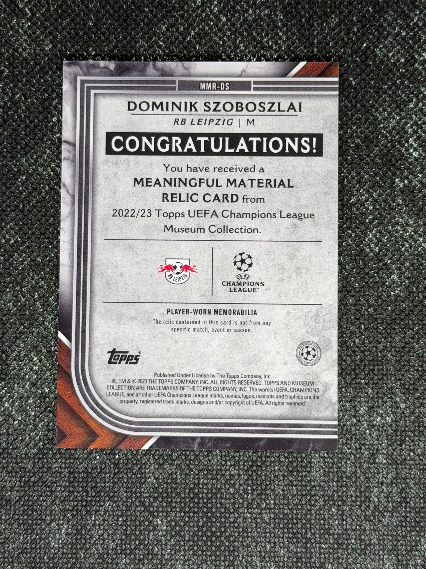 2022-23 Topps UEFA Champions League Museum Collection Meaningful Material Relic Card 123/250 - Dominik Szoboszlai