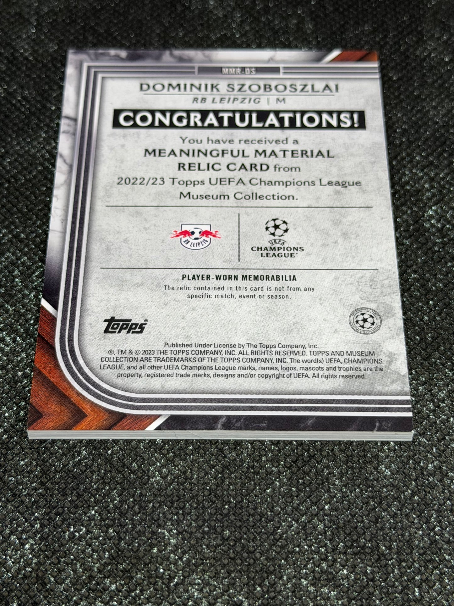 2022-23 Topps UEFA Champions League Museum Collection Meaningful Material Relic Card 123/250 - Dominik Szoboszlai