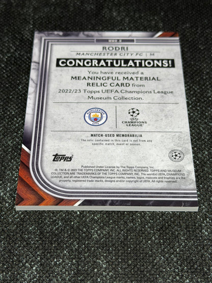 2022-23 Topps UEFA Champions League Museum Collection Meaningful Material Relic Card 66/75 - Rodri