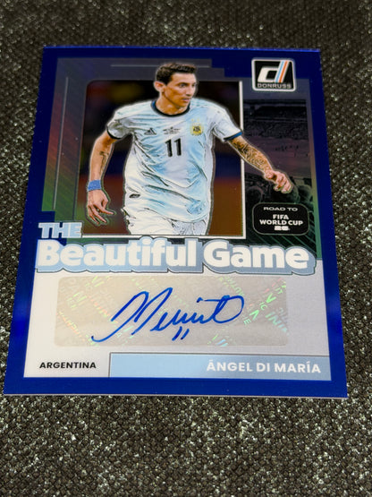 2025-26 Panini Donruss Road To World Cup 26 Soccer The Beautiful Game Autograph Blue 45/49 - Angel Di Maria