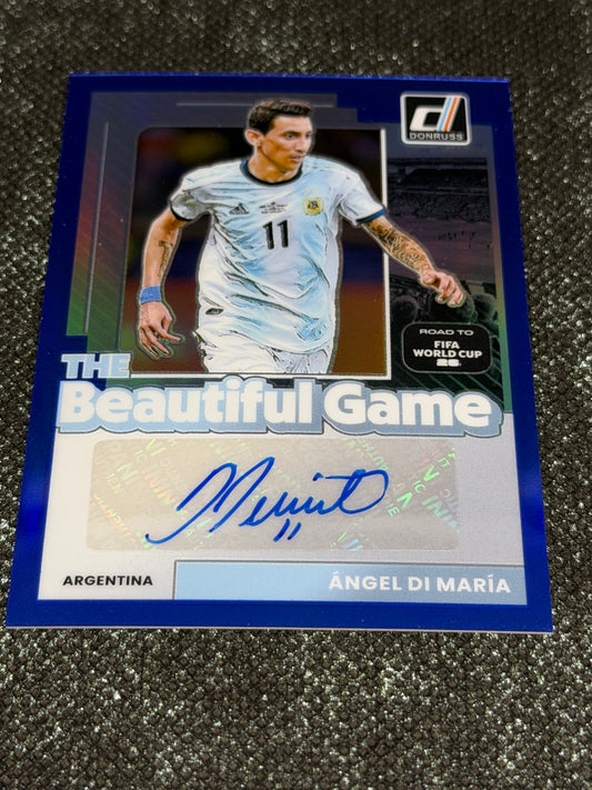 2025-26 Panini Donruss Road To World Cup 26 Soccer The Beautiful Game Autograph Blue 45/49 - Angel Di Maria