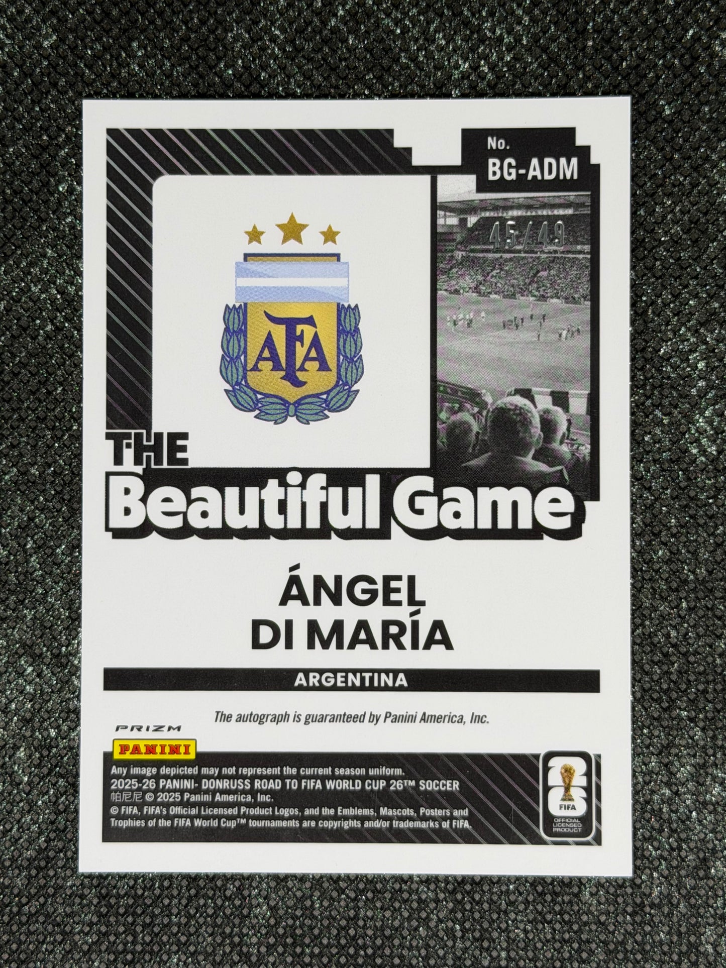 2025-26 Panini Donruss Road To World Cup 26 Soccer The Beautiful Game Autograph Blue 45/49 - Angel Di Maria