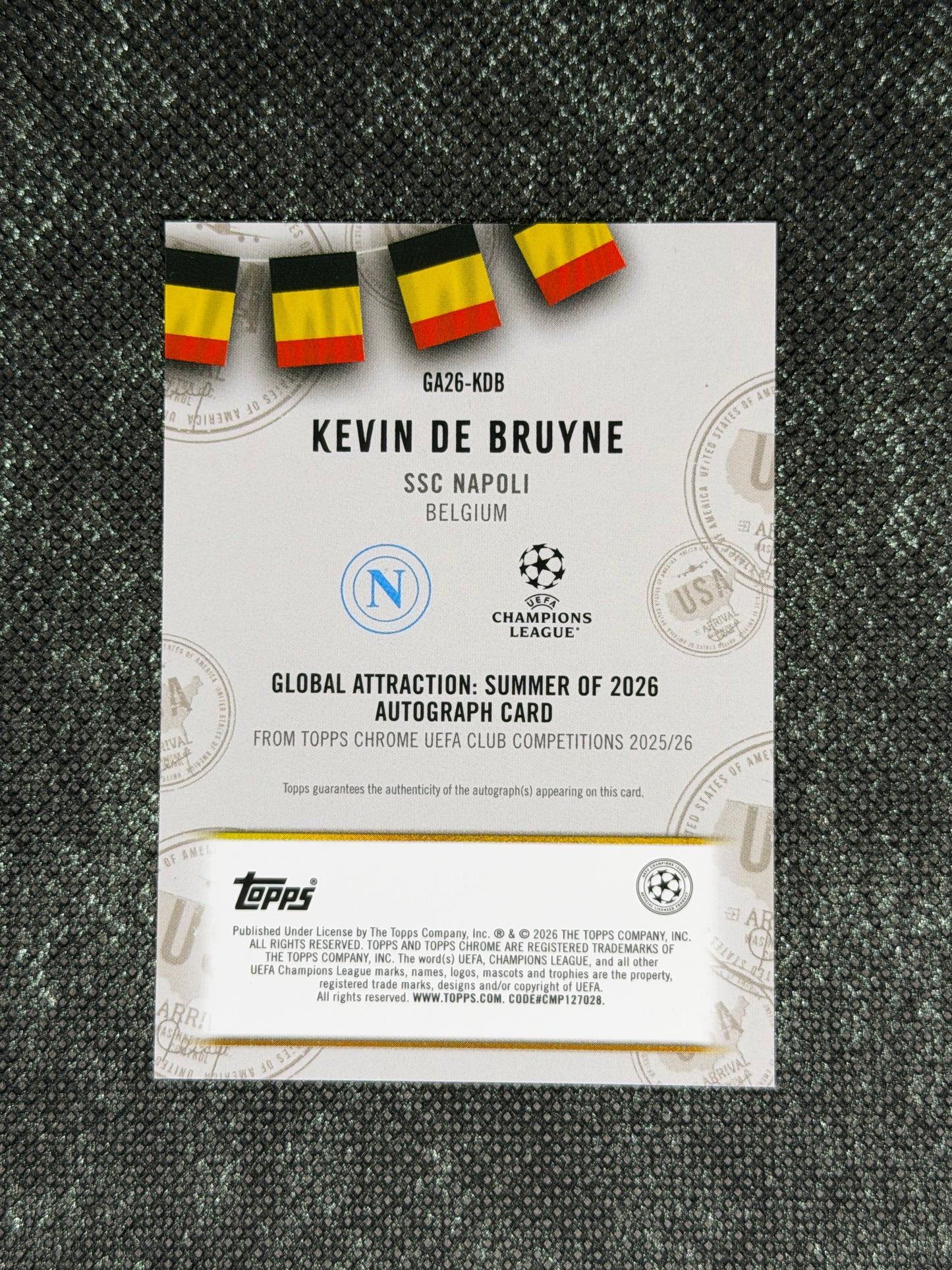 2025-26 Topps Chrome UEFA Club Competitions Global Attraction : Summer of 2026 Autograph Card 11/99 - Kevin De Bruyne