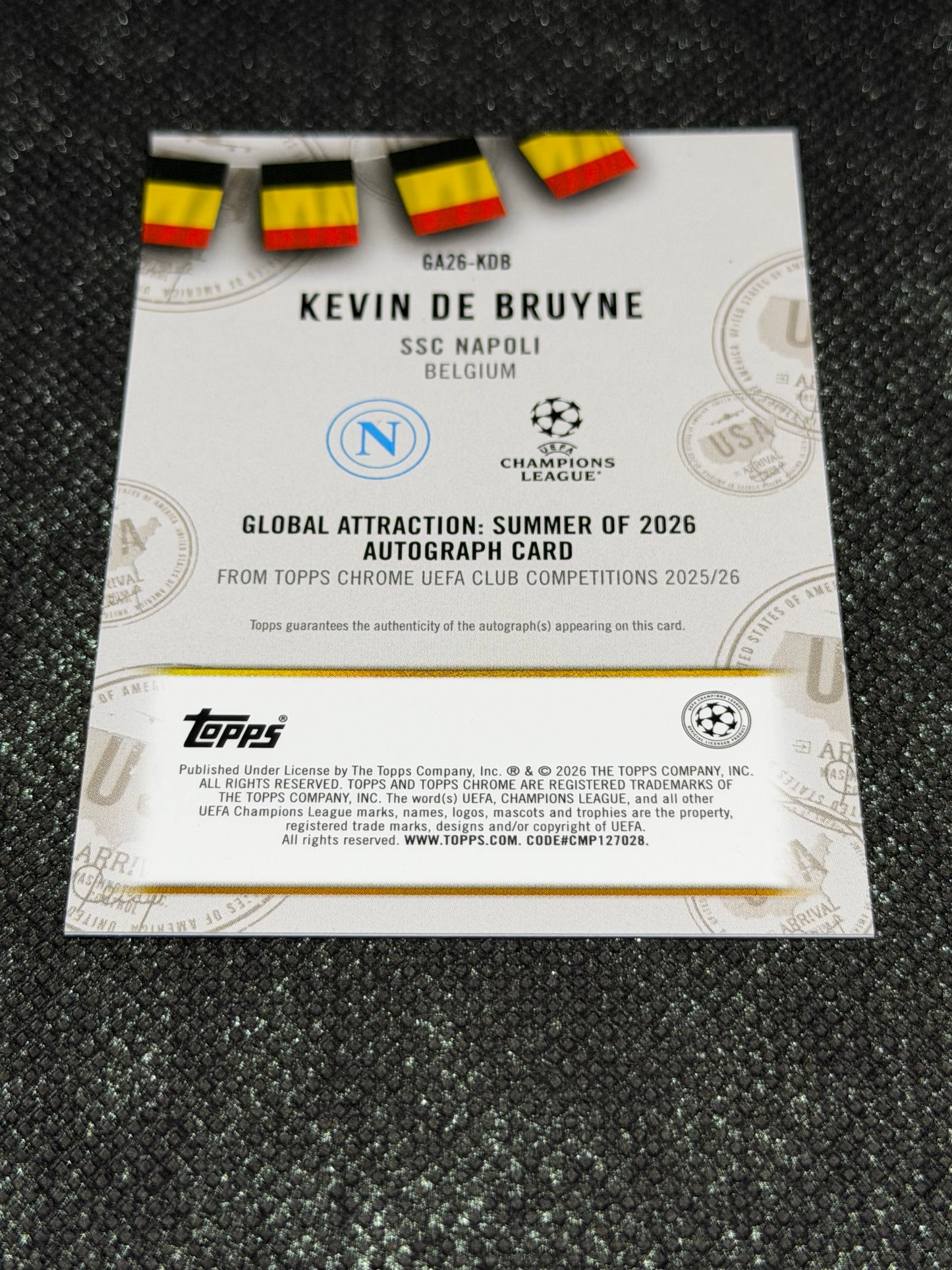 2025-26 Topps Chrome UEFA Club Competitions Global Attraction : Summer of 2026 Autograph Card 11/99 - Kevin De Bruyne
