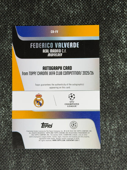 2025-26 Topps Chrome UEFA Club Competitions Autograph Card Aqua 126/199 - Frederico Valverde