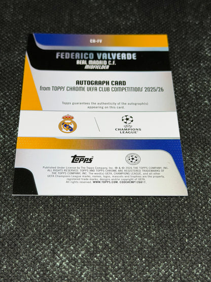 2025-26 Topps Chrome UEFA Club Competitions Autograph Card Aqua 126/199 - Frederico Valverde