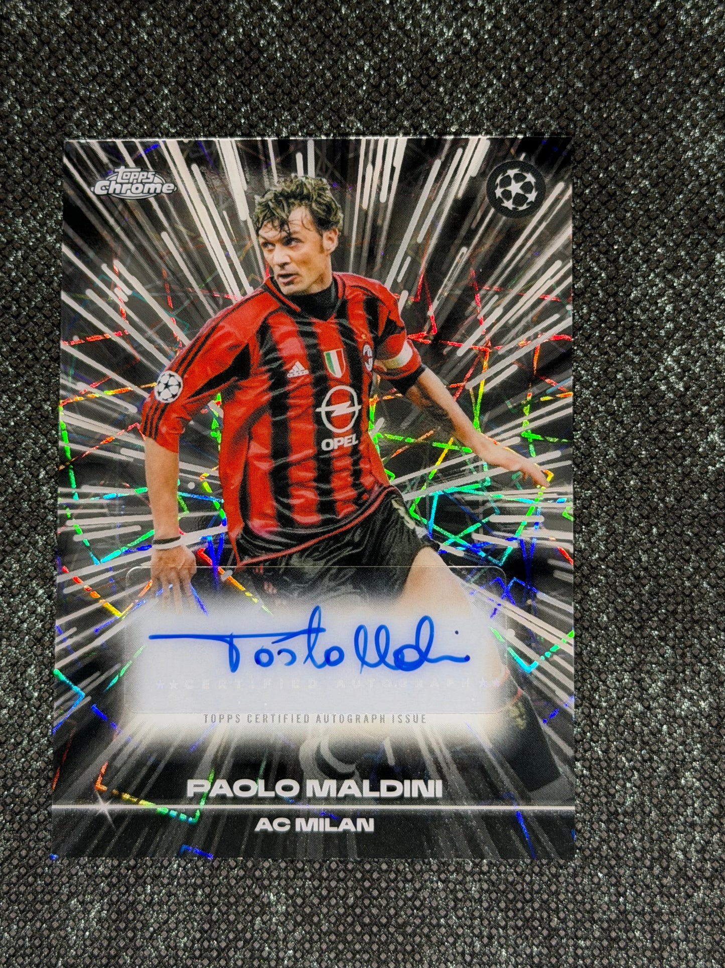 2025-26 Topps Chrome UEFA Club Competitions Black Lazer Autograph Card - Paolo Maldini