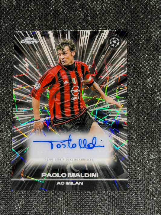 2025-26 Topps Chrome UEFA Club Competitions Black Lazer Autograph Card - Paolo Maldini