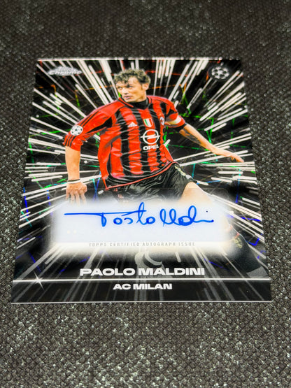 2025-26 Topps Chrome UEFA Club Competitions Black Lazer Autograph Card - Paolo Maldini