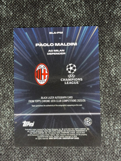 2025-26 Topps Chrome UEFA Club Competitions Black Lazer Autograph Card - Paolo Maldini