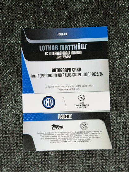 2025-26 Topps Chrome UEFA Club Competitions Autograph Card Orange Geometric 16/25 - Lothar Matthaus