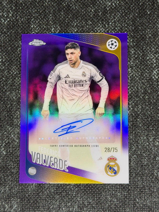 2025-26 Topps Chrome UEFA Club Competitions Autograph Card Blue 28/75 - Frederico Valverde