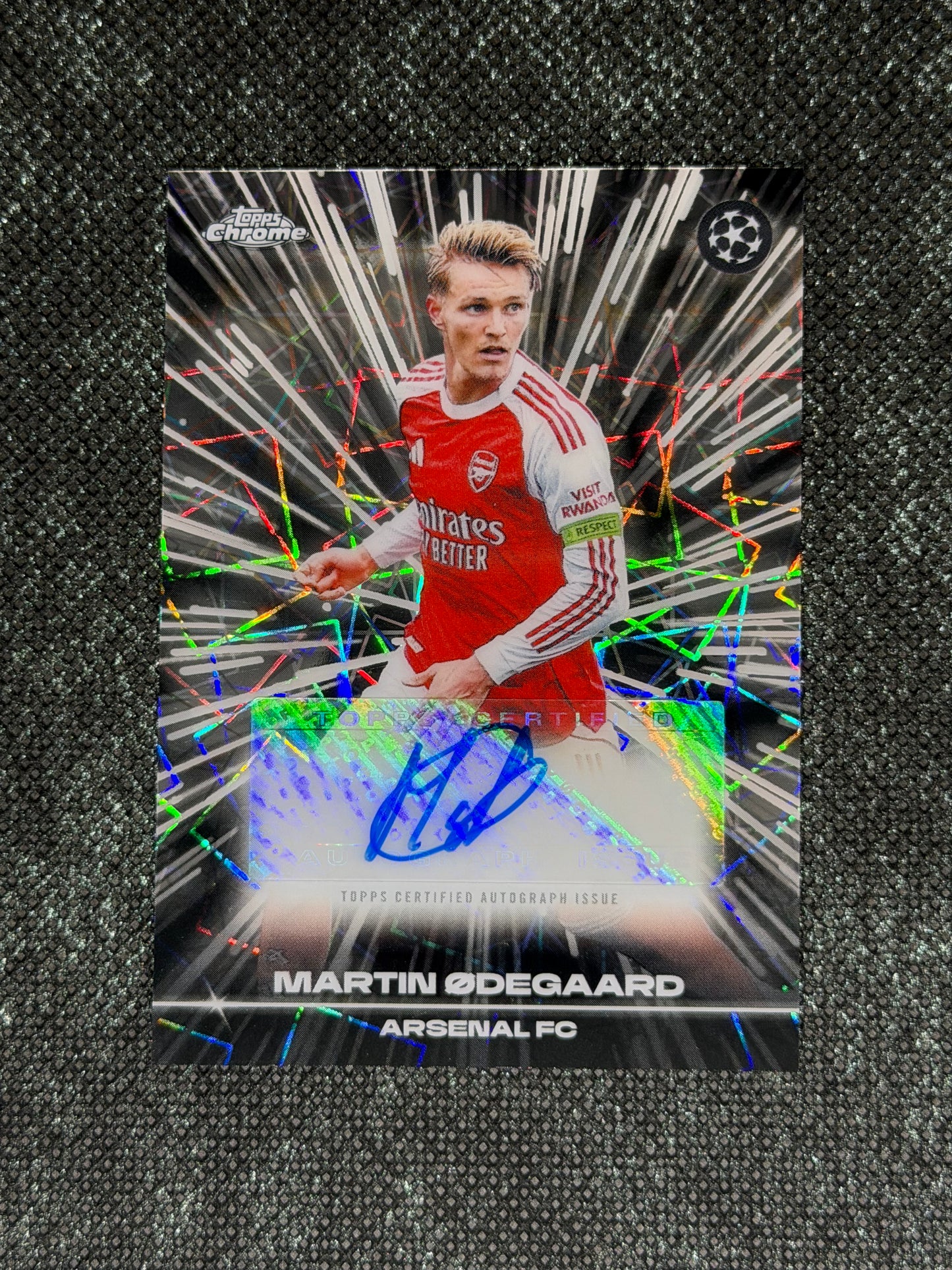 2025-26 Topps Chrome UEFA Club Competitions Black Lazer Autograph Card - Martin Odegaard
