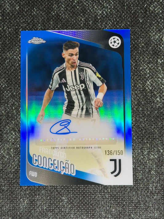 2025-26 Topps Chrome UEFA Club Competitions Blue Autograph Card 136/150 - Francisco Conceicao