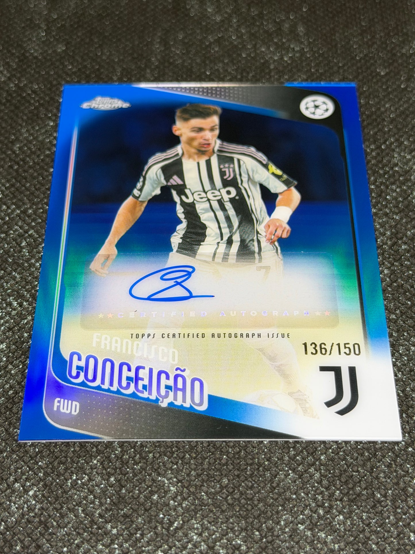 2025-26 Topps Chrome UEFA Club Competitions Blue Autograph Card 136/150 - Francisco Conceicao