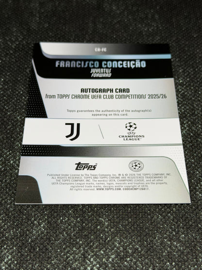 2025-26 Topps Chrome UEFA Club Competitions Blue Autograph Card 136/150 - Francisco Conceicao