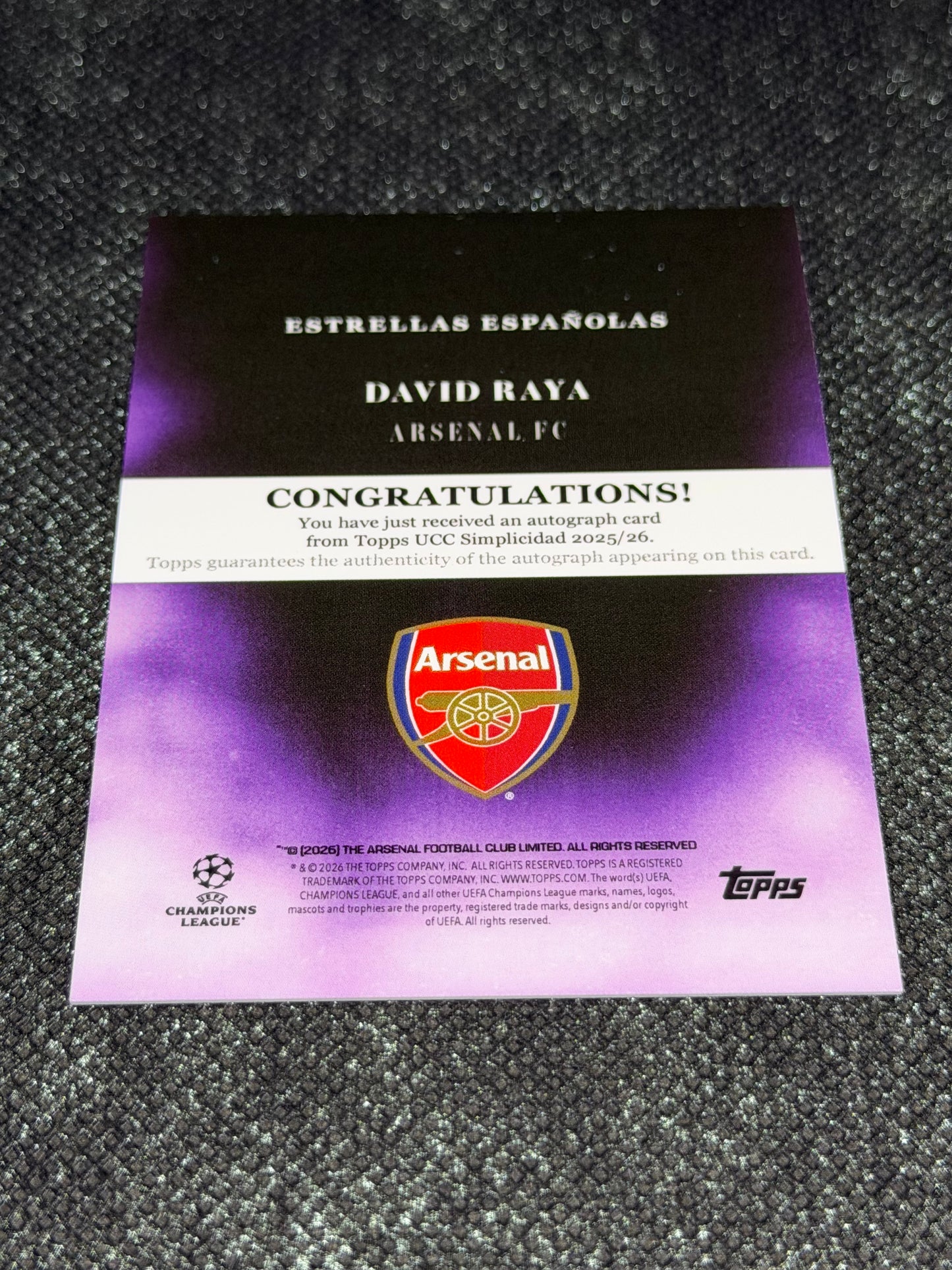 2025-26 Topps Simplicidad UEFA Club Competitions Estrellas Espanolas Autograph Card 36/50 - David Raya