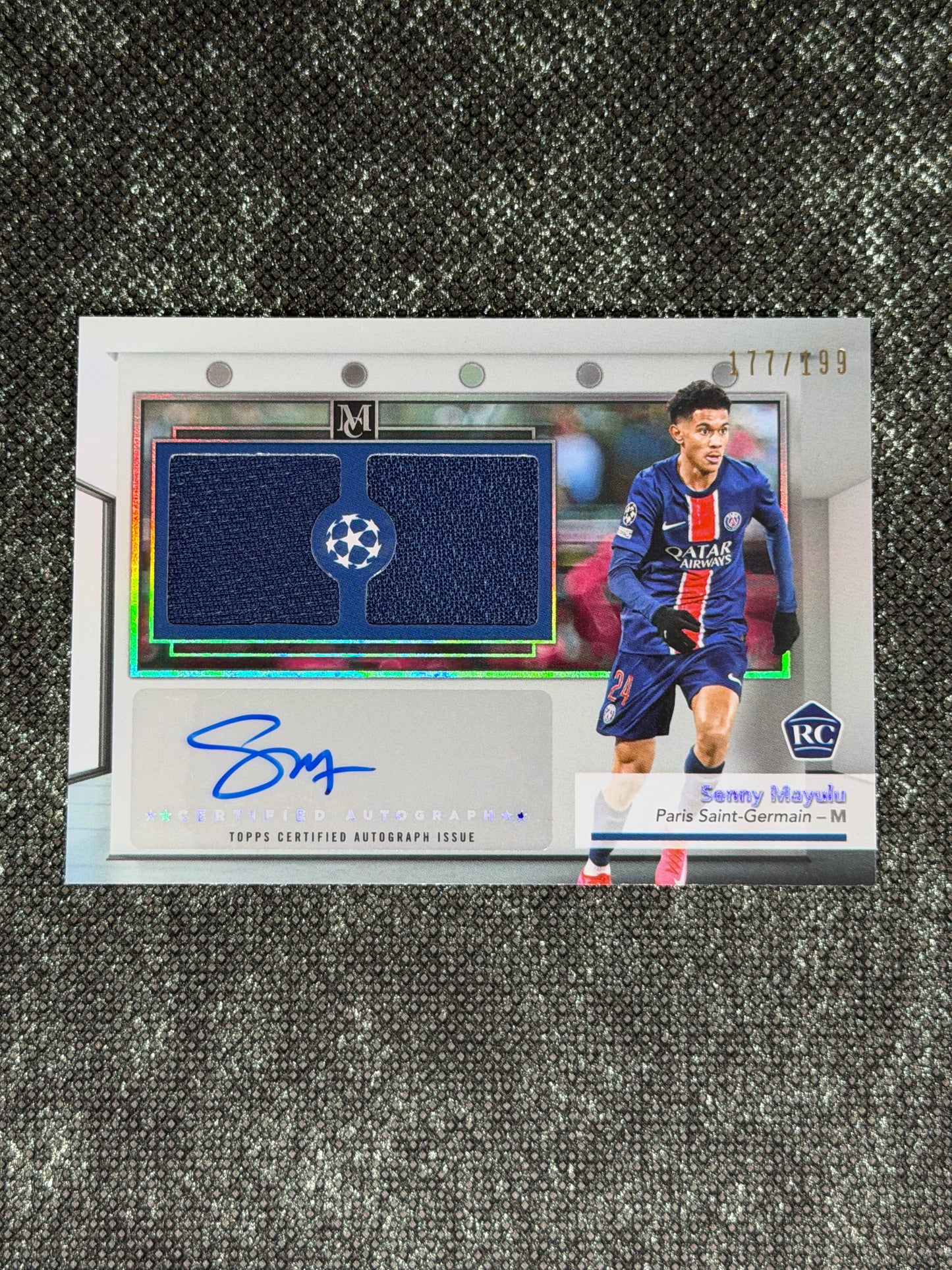 2024-25 Topps Museum Collection Signature Swatches Dual Relic Autograph Rookie Card 177/199 - Seny Mayulu