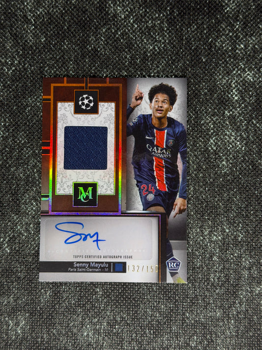2024-25 Topps Museum Collection UEFA Club Competitions Autograph Relic Card 177/199 (RC) - Seny Mayulu