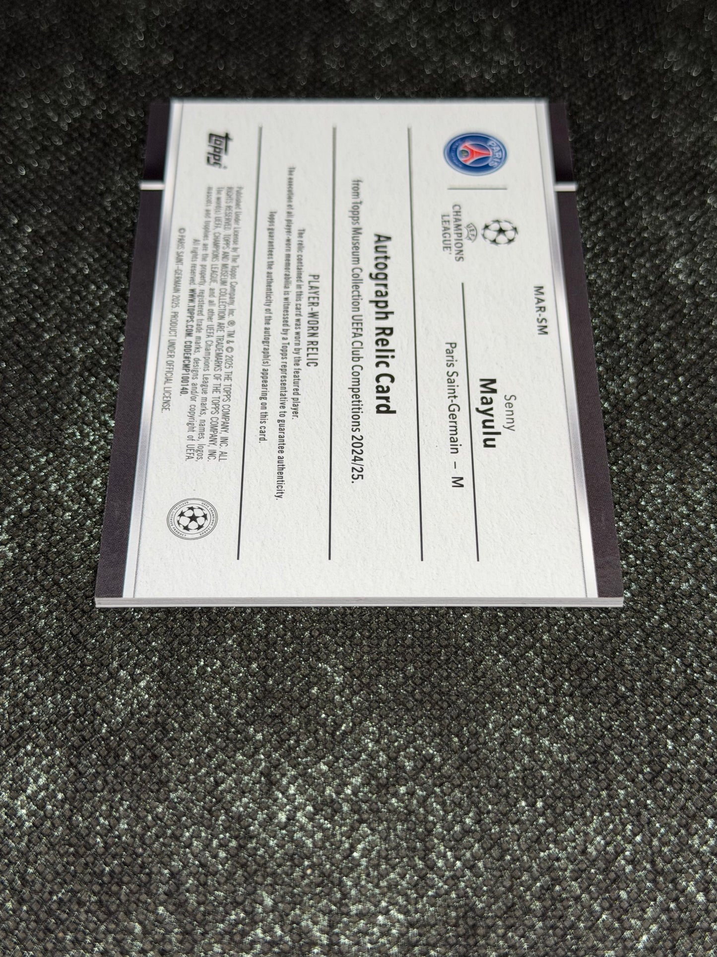 2024-25 Topps Museum Collection UEFA Club Competitions Autograph Relic Card 177/199 (RC) - Seny Mayulu