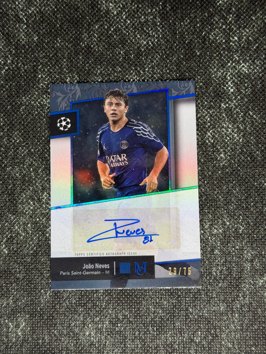 2024-25 Topps Museum Collection UEFA Club Competitions Archival Autograph 29/75 - Joao Neves