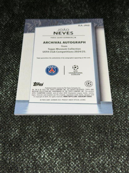 2024-25 Topps Museum Collection UEFA Club Competitions Archival Autograph 29/75 - Joao Neves