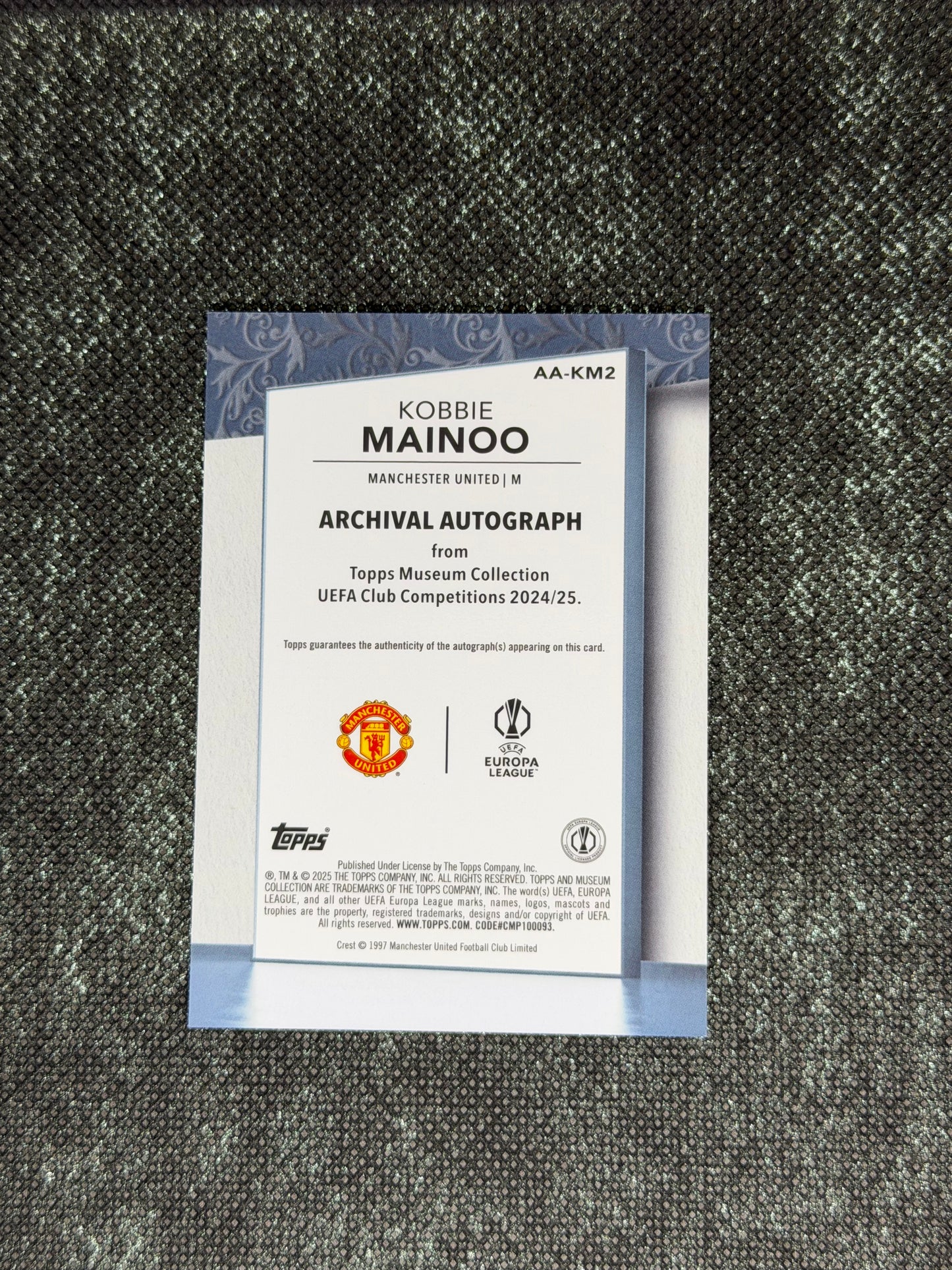 2024-25 Topps Museum Collection UEFA Club Competitions Archival Autograph 18/99 - Kobbie Mainoo