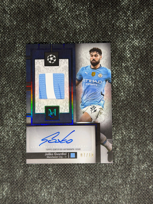 2024-25 Topps Museum Collection UEFA Club Competitions Autograph Relic Card 07/10 - Josko Gvardiol