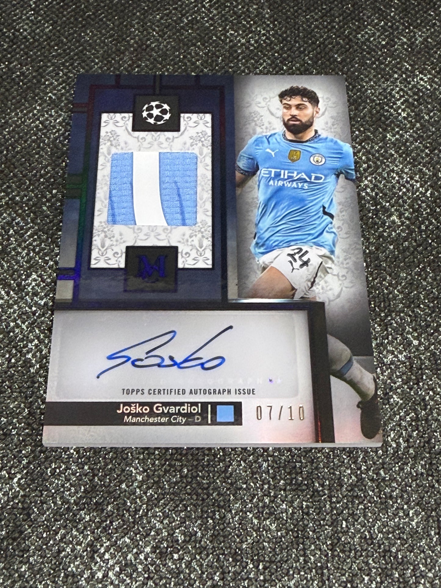 2024-25 Topps Museum Collection UEFA Club Competitions Autograph Relic Card 07/10 - Josko Gvardiol