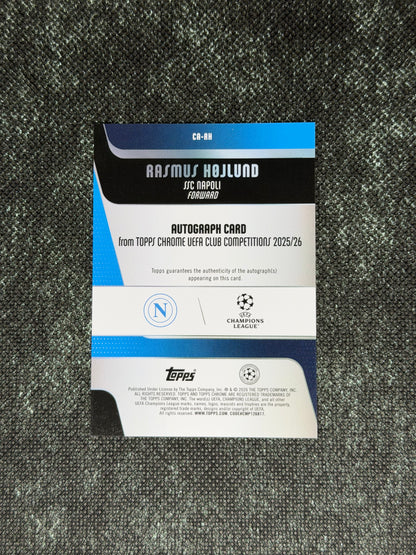 2025-26 Topps Chrome UEFA Club Competitions Green Autograph Card 85/99 - Rasmus Hojlund
