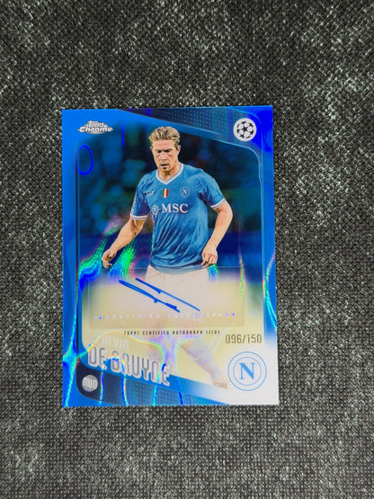 2025-26 Topps Chrome UEFA Club Competitions Blue Autograph Card 096/150 - Kevin De Bruyne