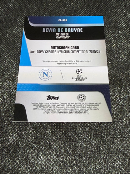 2025-26 Topps Chrome UEFA Club Competitions Blue Autograph Card 096/150 - Kevin De Bruyne