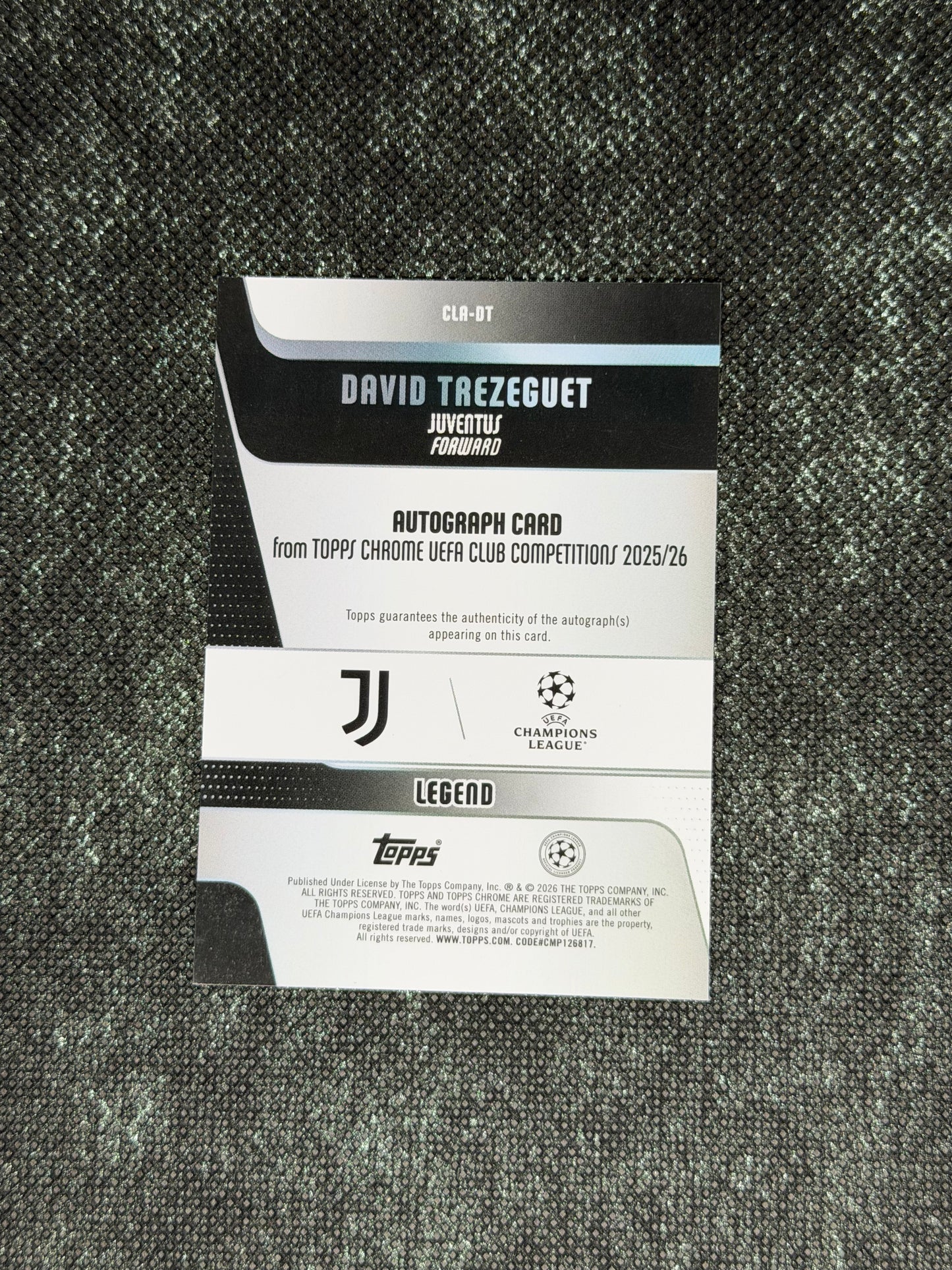 2025-26 Topps Chrome UEFA Club Competitions Gold Geometric Autograph Card 49/50 - David Trezeguet