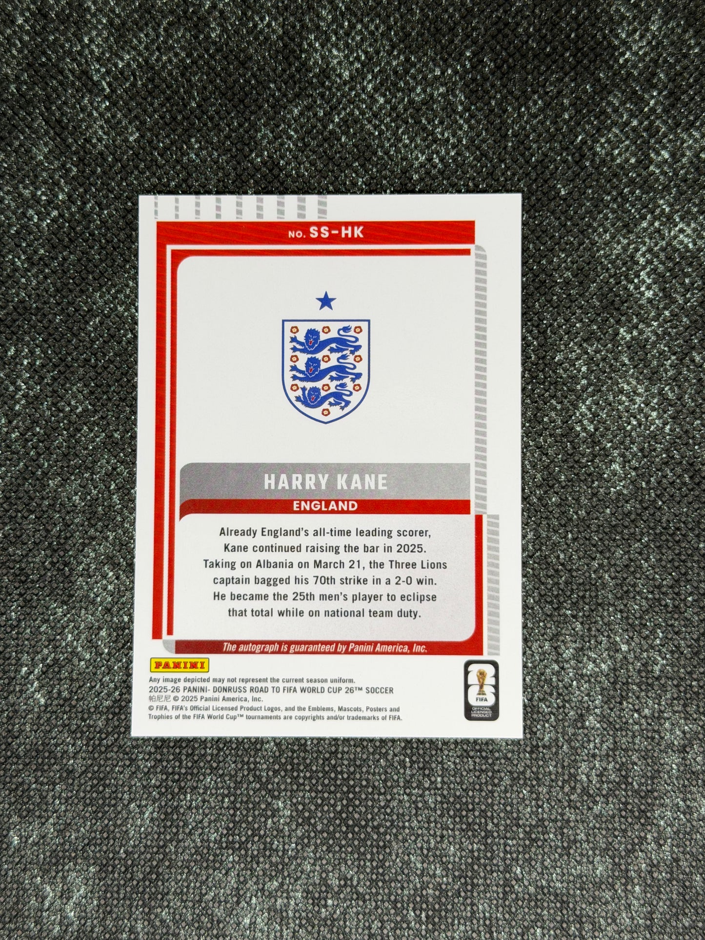2025-26 Panini Donruss Road To FIFA World Cup 26 Soccer Signature Series - Harry Kane