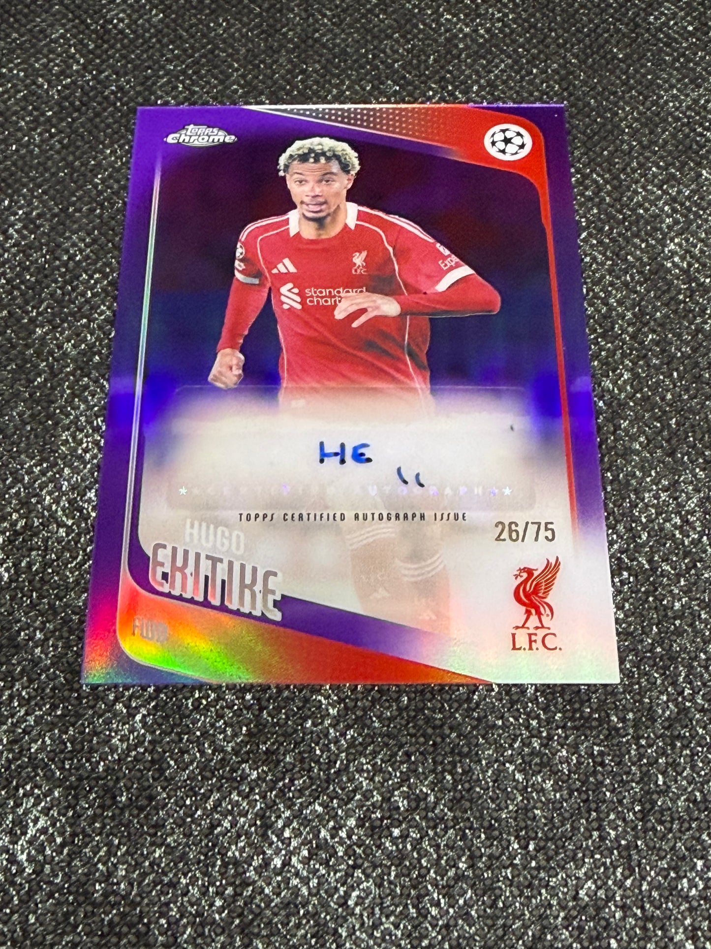 2025-26 Topps Chrome UEFA Club Competitions Purple Autograph Card 26/75 - Hugo Ekitike