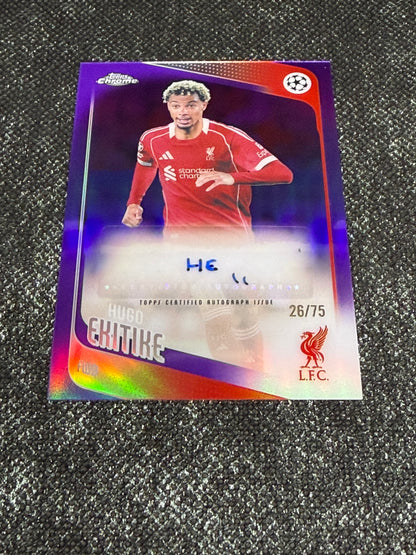 2025-26 Topps Chrome UEFA Club Competitions Purple Autograph Card 26/75 - Hugo Ekitike