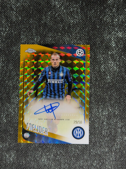 2025-26 Topps Chrome UEFA Club Competitions Gold Geometric Autograph Card 26/75 - Hugo Ekitike